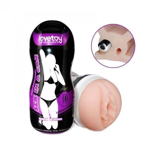 LoveToy Sex In A Can Vibrating Vagina Tunnel - Мастурбатор, 16 см (телесный)